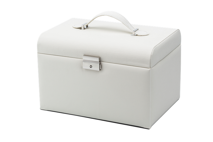 UNIQ XL Smykkeskrin i læder med 20 rum og lås | Hvid