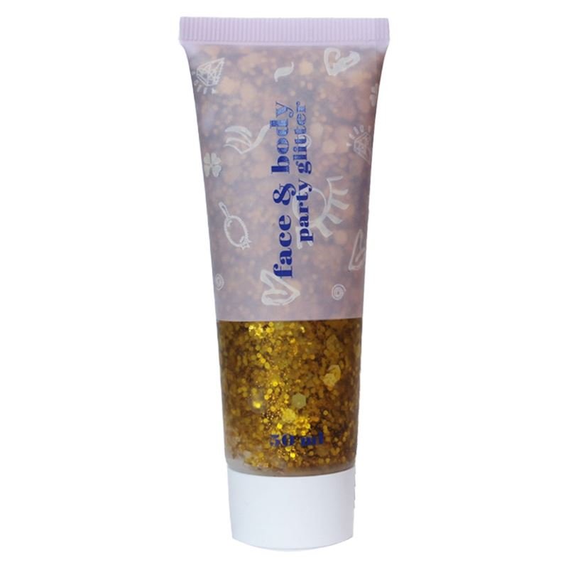 Face & Body Glitter Gel | Flydende Shimmer Pailletter til Makeup & Fest - Guld (50 ml) - Glitter - Stylemekka.dk