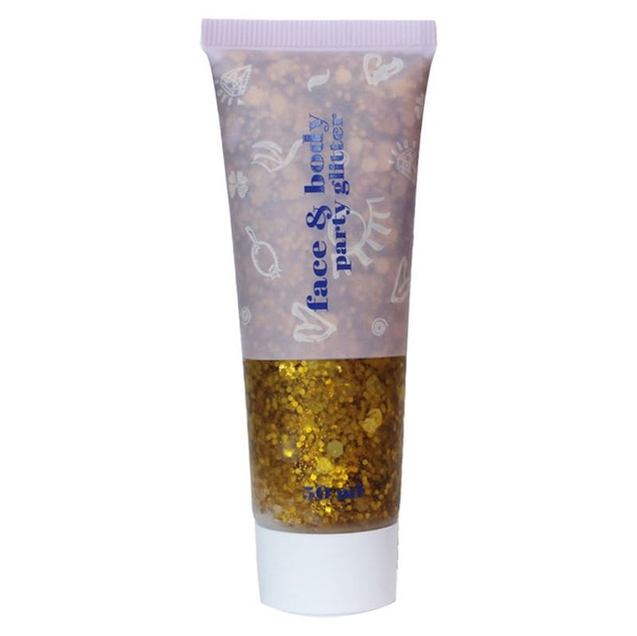 Face & Body Glitter Gel | Flydende Shimmer Pailletter til Makeup & Fest - Guld (50 ml) - Glitter - Stylemekka.dk