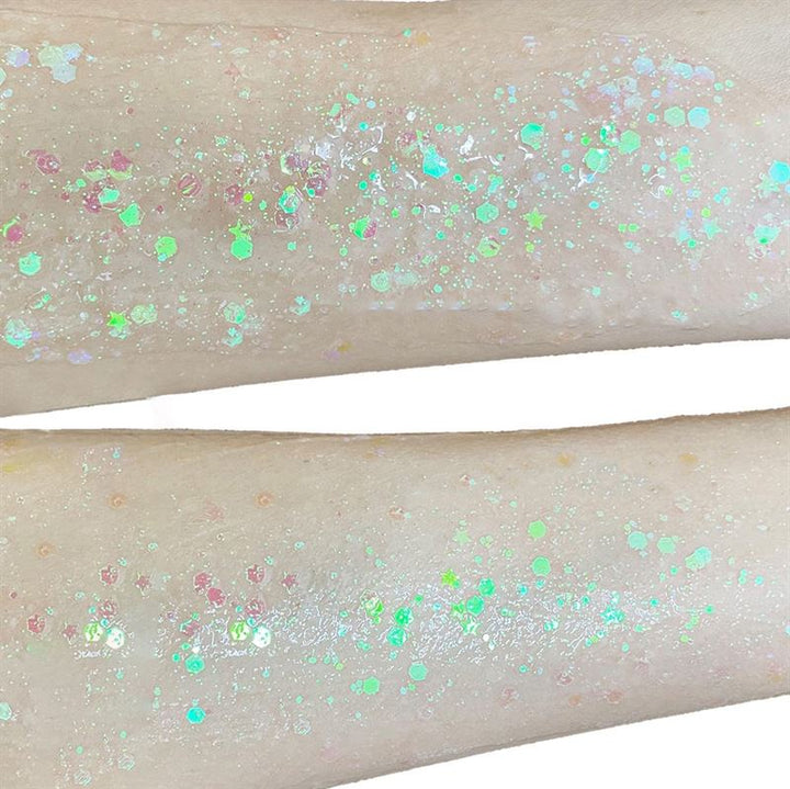 Face & Body Glitter Gel | Flydende Shimmer Pailletter til Makeup & Fest - Hvid (50 ml) - Glitter - Stylemekka.dk