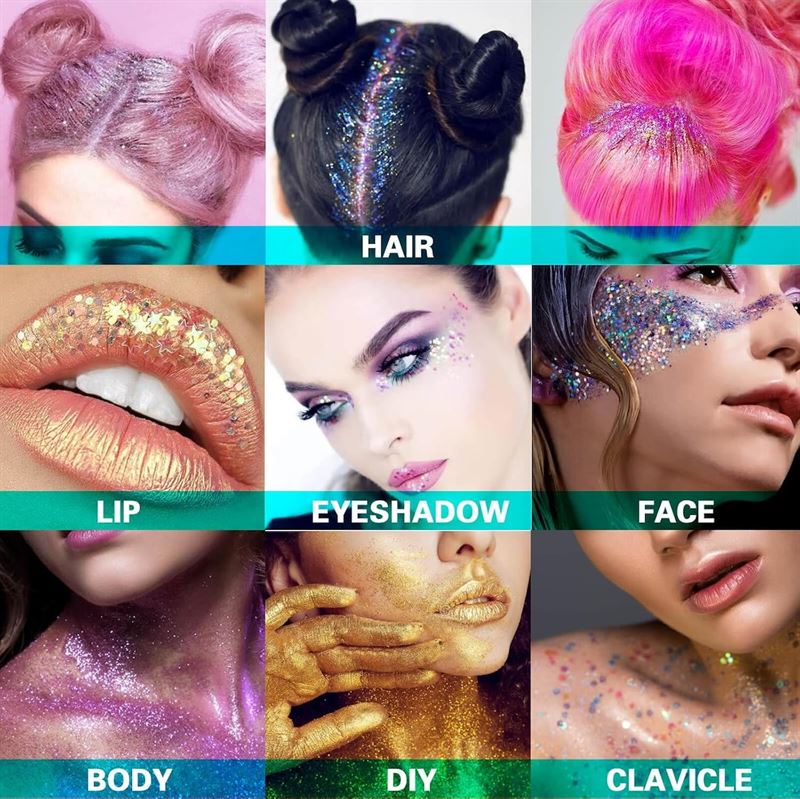 Face & Body Glitter Gel | Flydende Shimmer Pailletter til Makeup & Fest - Pink (50 ml) - Glitter - Stylemekka.dk