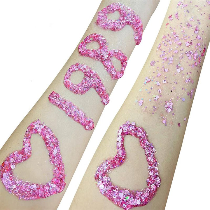 Face & Body Glitter Gel | Flydende Shimmer Pailletter til Makeup & Fest - Pink (50 ml) - Glitter - Stylemekka.dk