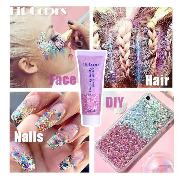 Face & Body Glitter Gel | Flydende Shimmer Pailletter til Makeup & Fest - Sølv (50 ml) - Glitter - Stylemekka.dk