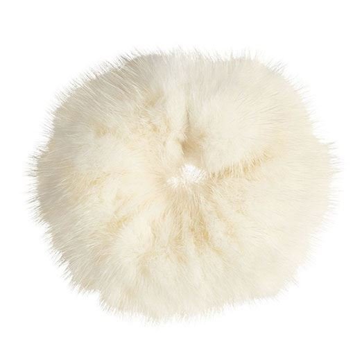 Hårelastik med pels - Faux Scrunchie, hvid - Scrunchies - Stylemekka.dk
