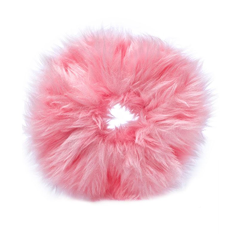 Hårelastik med pels - Faux Scrunchie, pink - Scrunchies - Stylemekka.dk