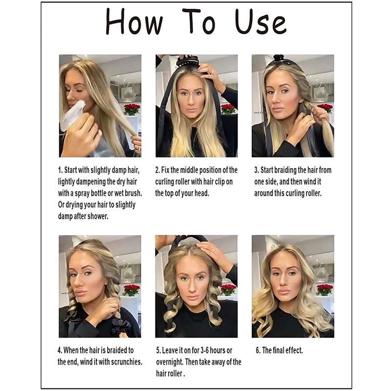 Heatless Hair Curlers - Få smukke krøller uden varme - Sort - SOHO