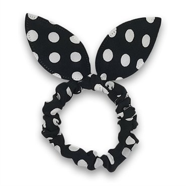 Scrunchie med sløjfe - Sort med hvide prikker - Scrunchies - Stylemekka.dk