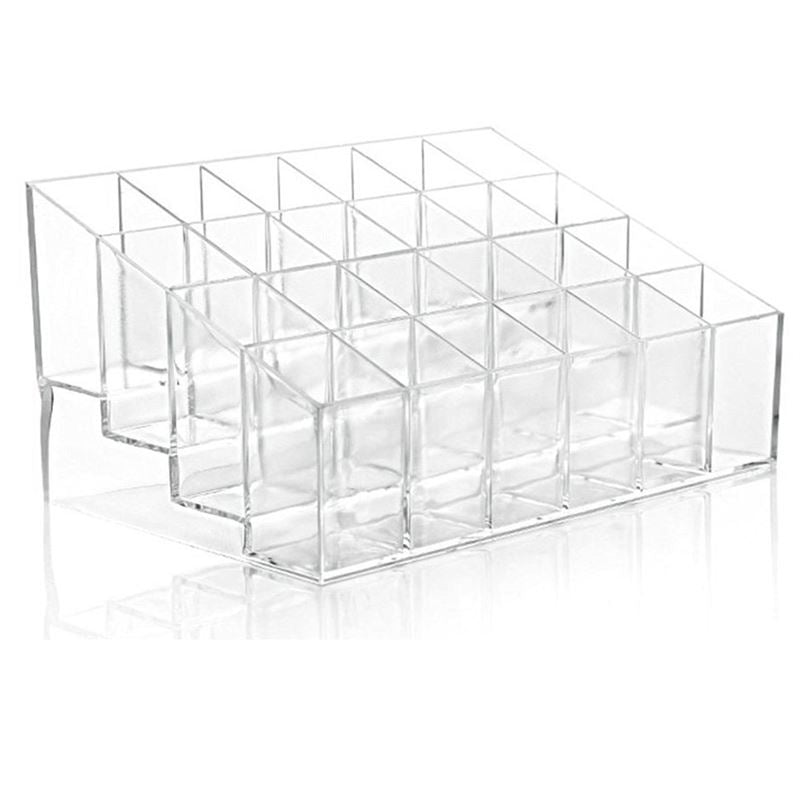 UNIQ Akryl Makeup Organizer med 24 Rum fra UNIQ har tre trin og flere firkantede rum-perfekt til opbevaring af makeup, kontorartikler eller små accessories.