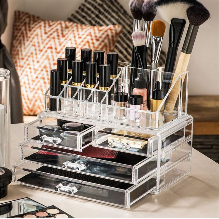 UNIQ Akryl Smykke eller Makeup Organizer med 4 Skuffer | SF - 1155 | Transparent - Organizer - UNIQ