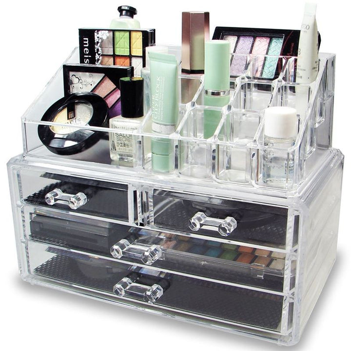 UNIQ Akryl Smykke eller Makeup Organizer med 4 Skuffer | SF - 1155 | Transparent - Organizer - UNIQ