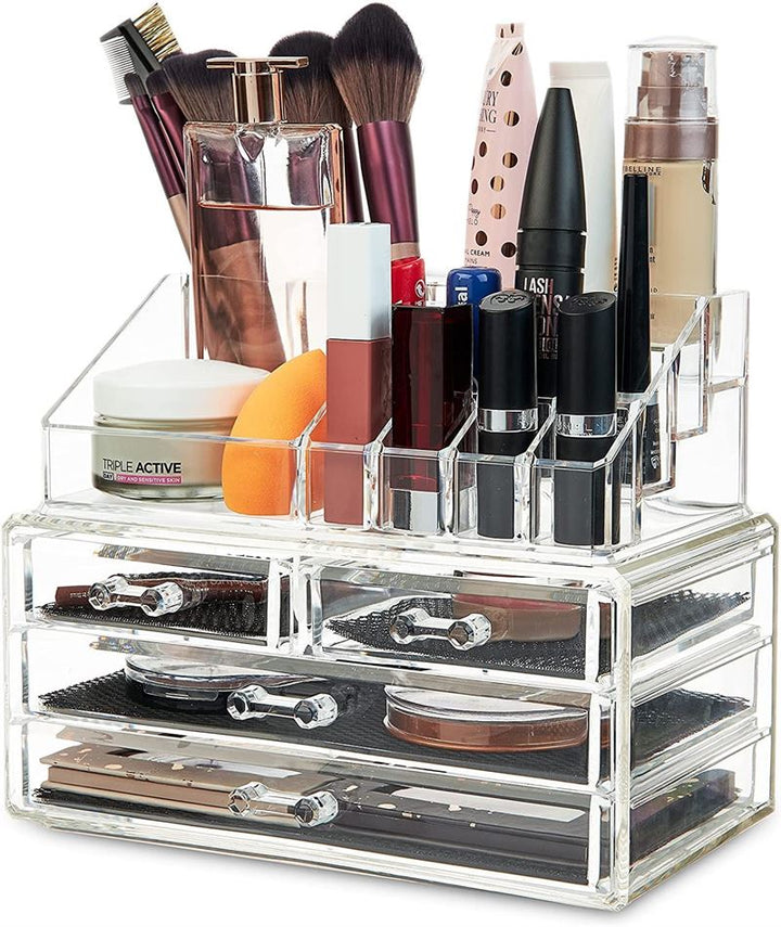 UNIQ Akryl Smykke eller Makeup Organizer med 4 Skuffer | SF - 1155 | Transparent - Organizer - UNIQ