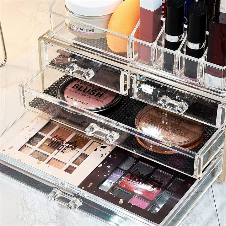 UNIQ Akryl Smykke eller Makeup Organizer med 4 Skuffer | SF - 1155 | Transparent - Organizer - UNIQ