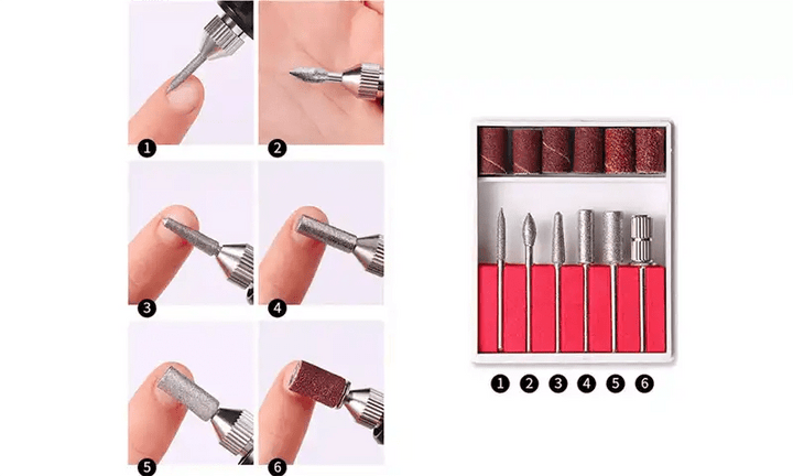 UNIQ Elektrisk Neglefil 6 - i - 1 Sæt til manicure - Neglefile - UNIQ