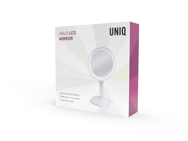 UNIQ Genopladelig LED Makeup Spejl med x10 Forstørrelse | Hvid - Makeup spejle - UNIQ