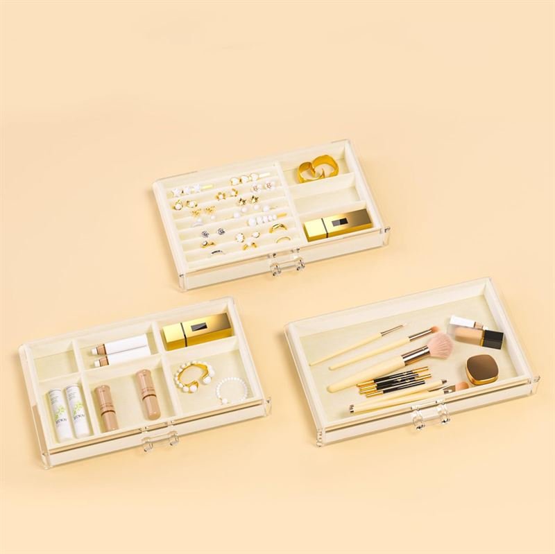 UNIQ Glasgow Vanity Makeup Spejl med 6 LED Pærer og 3 Opbevaringskuffer til smykker - Makeup spejle - UNIQ