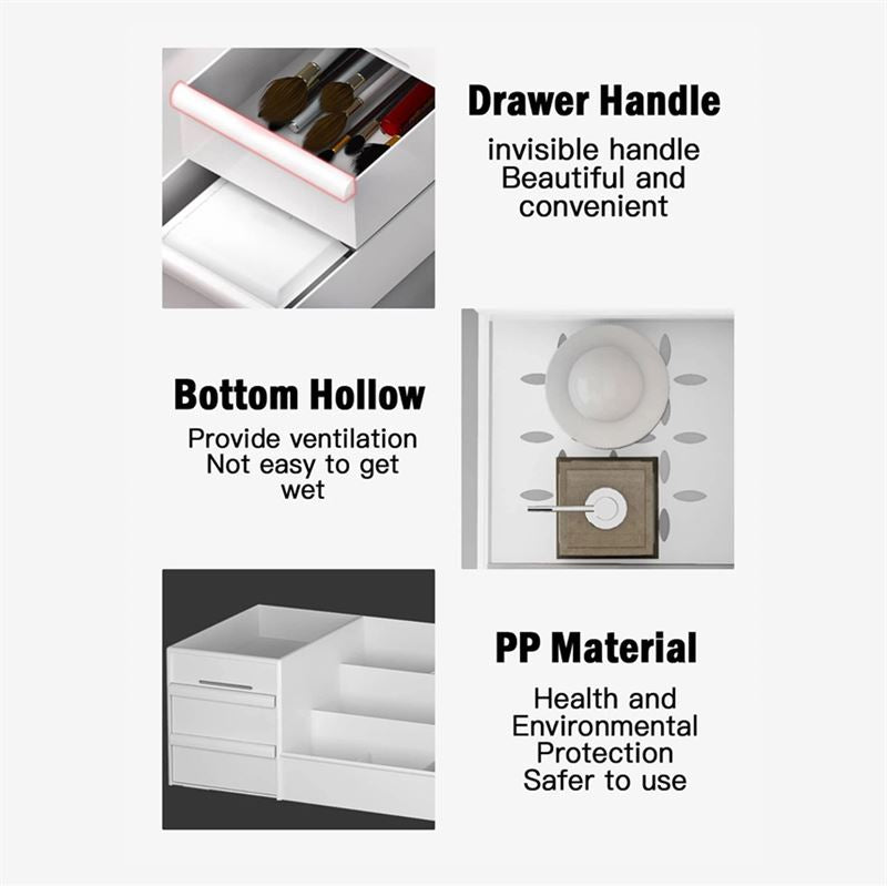 UNIQ Kosmetik Organizer | P110 | Hvid fra UNIQ har et usynligt skuffehåndtag, ventileret hul bund og miljøvenlige PP-rum - en kombination af stil, bekvemmelighed og sikkerhed, der gør den til din ideelle kosmetiske organizer.