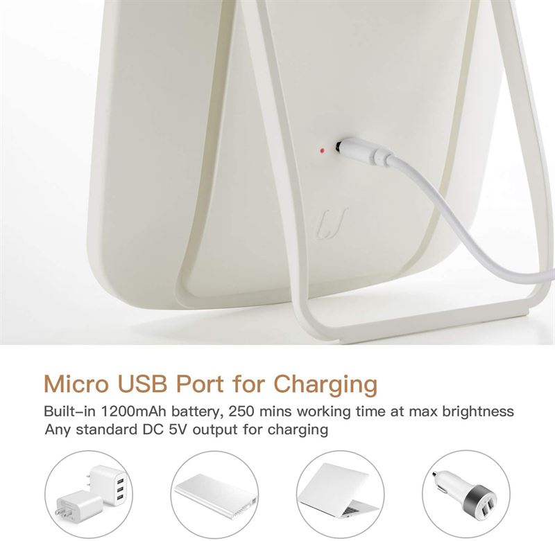 UNIQ Makeup Spejl med Touch LED Lys | Hvid - Makeup spejle - UNIQ