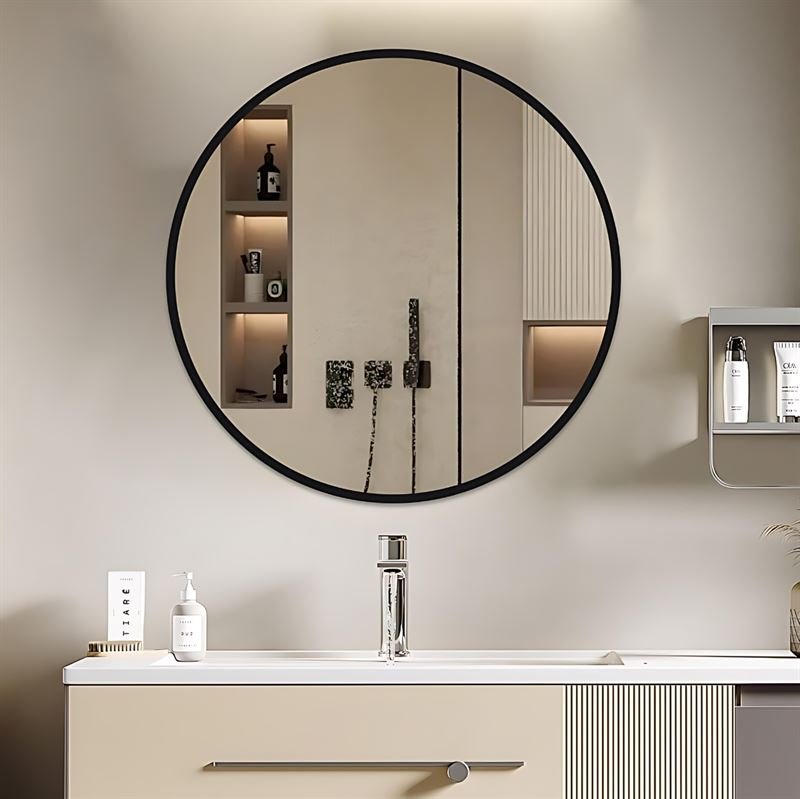 UNIQ Oslo Rundt Spejl - Ø50 cm Sort - UNIQ