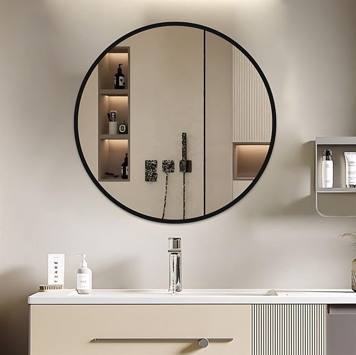 UNIQ Oslo Rundt Spejl - Ø50 cm Sort - UNIQ