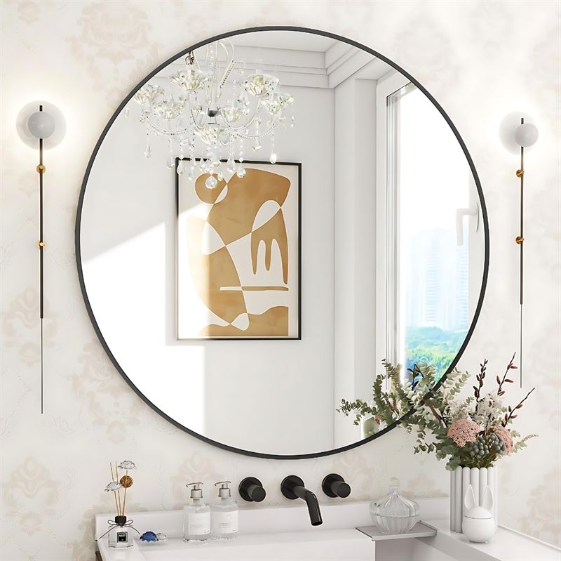 UNIQ Oslo Rundt Spejl - Ø50 cm Sort - UNIQ