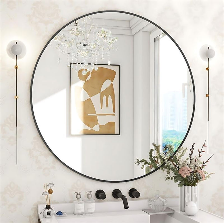 UNIQ Oslo Rundt Spejl - Ø50 cm Sort - UNIQ