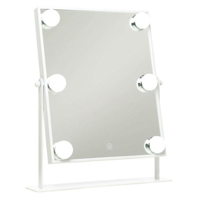 UNIQ XL Hollywood Sminkespejl med 6 LED Pærer og Touch | Hvid - Makeup spejle - UNIQ