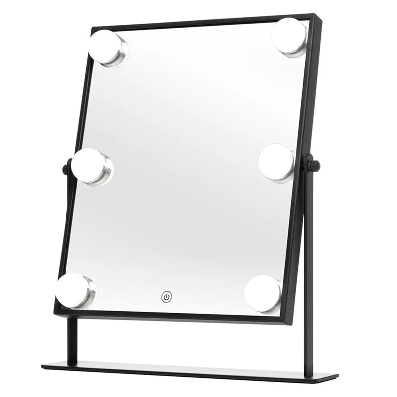 UNIQ XL Hollywood Sminkespejl med 6 LED Pærer og Touch | Sort - Makeup spejle - UNIQ