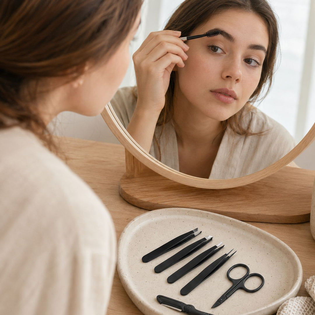UNIQ Eyebrow Grooming Pincet Sæt - 7 dele med opbevaringstaske – billede 3