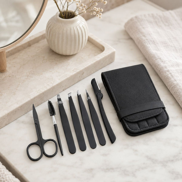 UNIQ Eyebrow Grooming Pincet Sæt - 7 dele med opbevaringstaske – billede 6