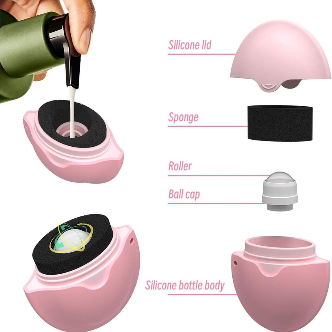 UNIQ Silicone Sponge Roller Applicator – Genopfyldelig Solcreme & Lotion Applikator, 55 ml - Lyserød – billede 2