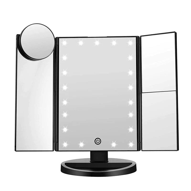 UNIQ Hollywood Makeup Folde Spejl med LED Lys | Sort