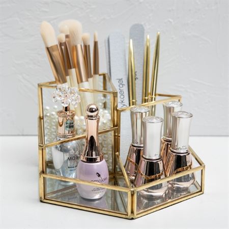 Geometrisk Makeup Organizer | Guld - Organizer - UNIQ