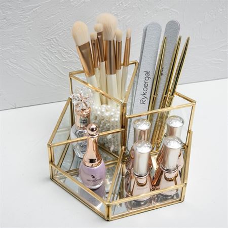 Geometrisk Makeup Organizer | Guld - Organizer - UNIQ