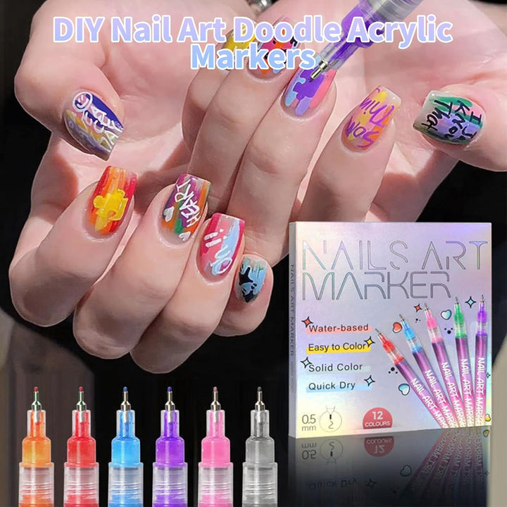 Nail art penne – 12 farver med 0,5 mm fin spids – billede 5