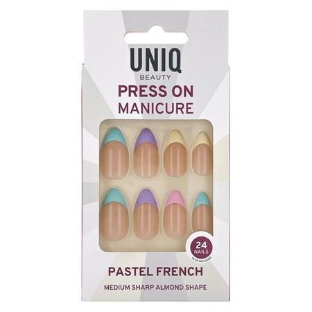 Press On Negle med Lim | Pastel French - Kunstige negle - UNIQ