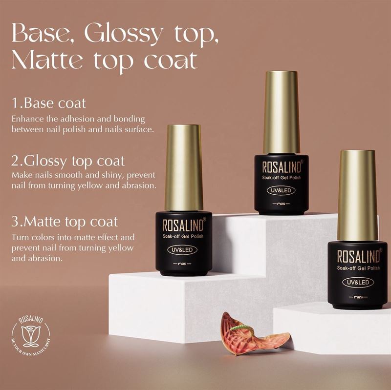 ROSALIND Gel Nails, 38 neglelak farver, Base Coat & Top Coats (38 x 5 ml) - Gellak - Rosalind