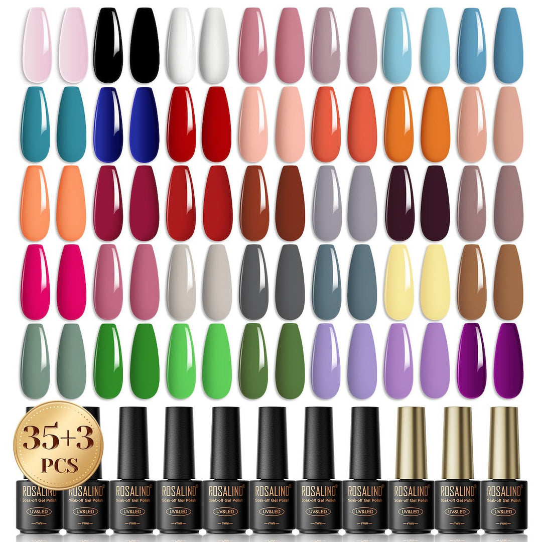 ROSALIND Gel Nails, 38 neglelak farver, Base Coat & Top Coats (38 x 5 ml) - Gellak - Rosalind