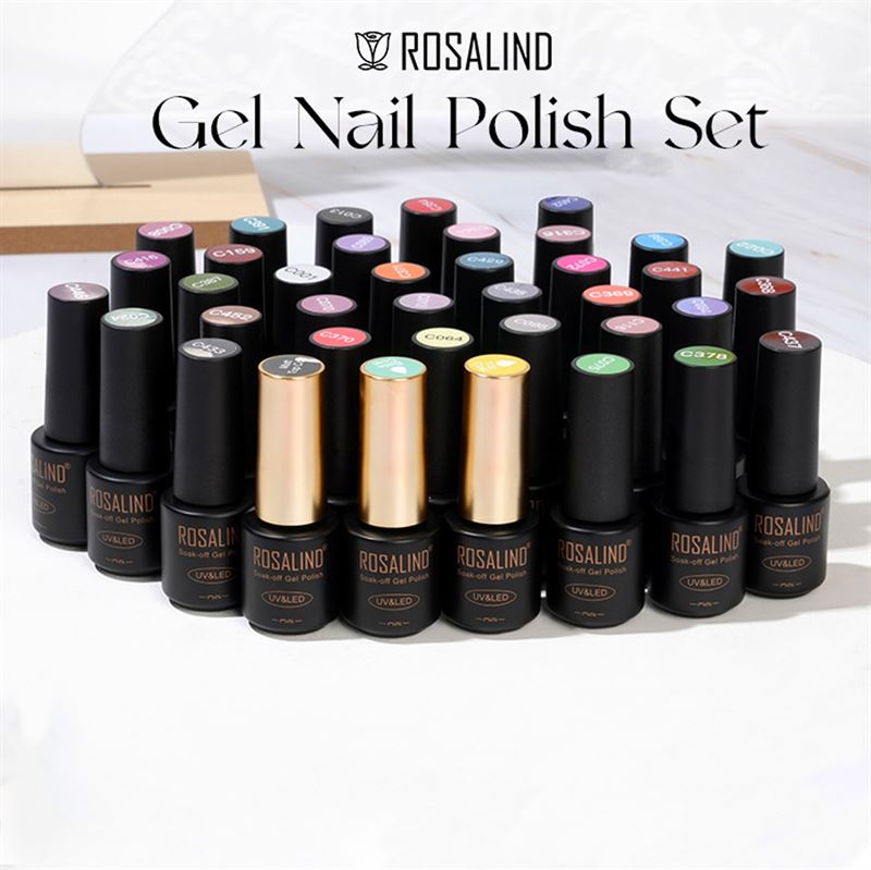 ROSALIND Gel Nails, 38 neglelak farver, Base Coat & Top Coats (38 x 5 ml) - Gellak - Rosalind