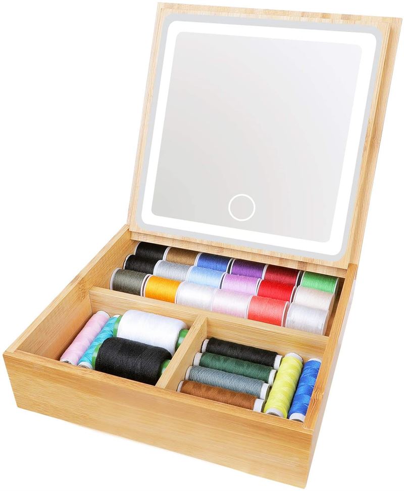 UNIQ 2 - in - 1 LED Spejl Smykkeskrin eller Organizer til Makeup og Smykker | Bambus - Smykkeskrin - UNIQ