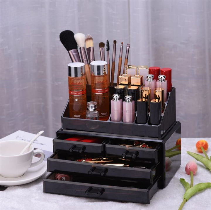 UNIQ Akryl Smykke eller Makeup Organizer med 4 Skuffer | SF - 1155 | Sort - Organizer - UNIQ