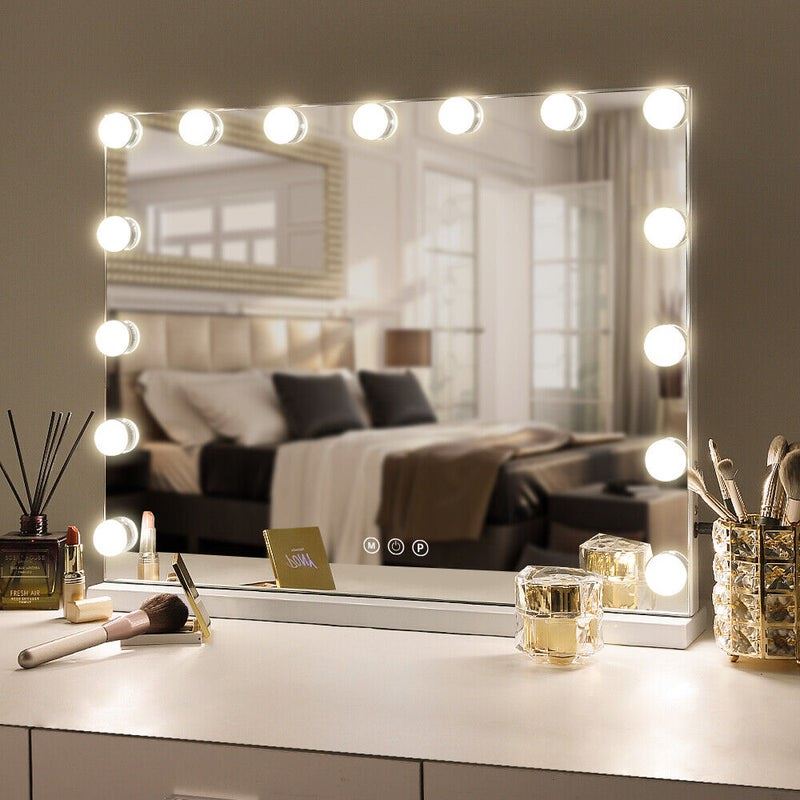 XL Hollywood Makeup Spejl | 15 LED pærer og touch funktion (Forudbestilling sendes 10 januar 2024)