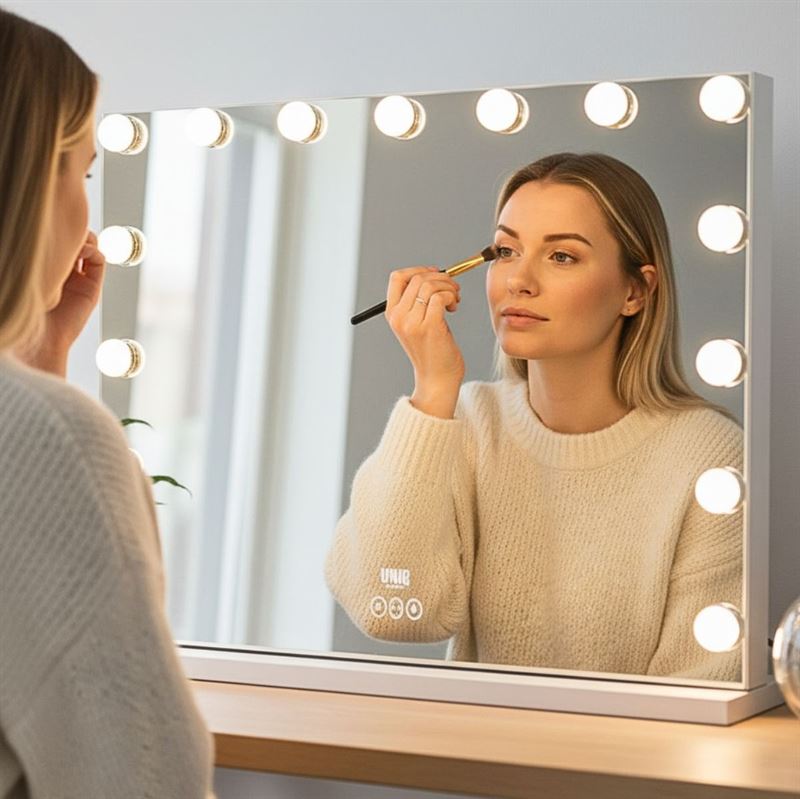UNIQ XL Hollywood Makeup Spejl med lys | 15 LED pærer og touch funktion